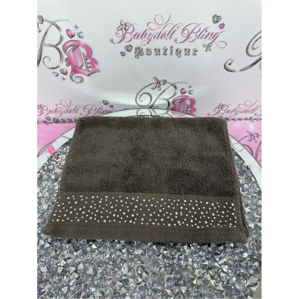 Bella Luxx grey Hand Towel with Rhinestone Accent